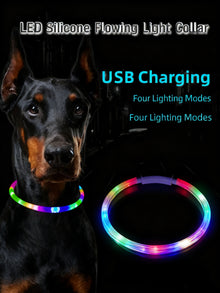 LED Pet Collar – USB Rechargeable Silicone Light-Up Necklace for Dogs & Cats