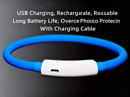 LED Pet Collar – USB Rechargeable Silicone Light-Up Necklace for Dogs & Cats