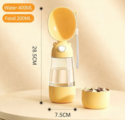 Portable 2-in-1 Pet Water & Food Dispenser – Travel Bottle for Dogs & Cats