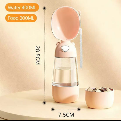 Portable 2-in-1 Pet Water & Food Dispenser – Travel Bottle for Dogs & Cats