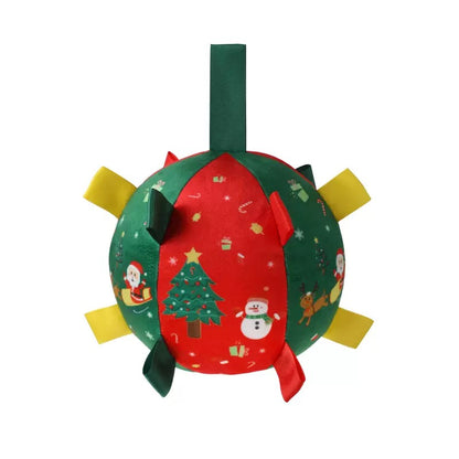 Christmas Plush Pet Toy Ball with Bell – Chew & Play for Dogs & Cats