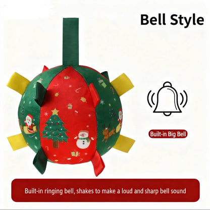 Christmas Plush Pet Toy Ball with Bell – Chew & Play for Dogs & Cats