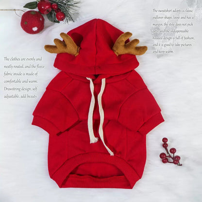 Pet Christmas Costume with Reindeer Antlers – Holiday Outfit for Dogs & Cats
