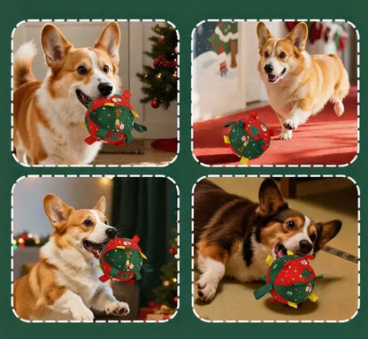 Christmas Plush Pet Toy Ball with Bell – Chew & Play for Dogs & Cats