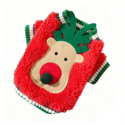 Pet Christmas Outfit – Fluffy Fleece Holiday Clothes for Dogs & Cats