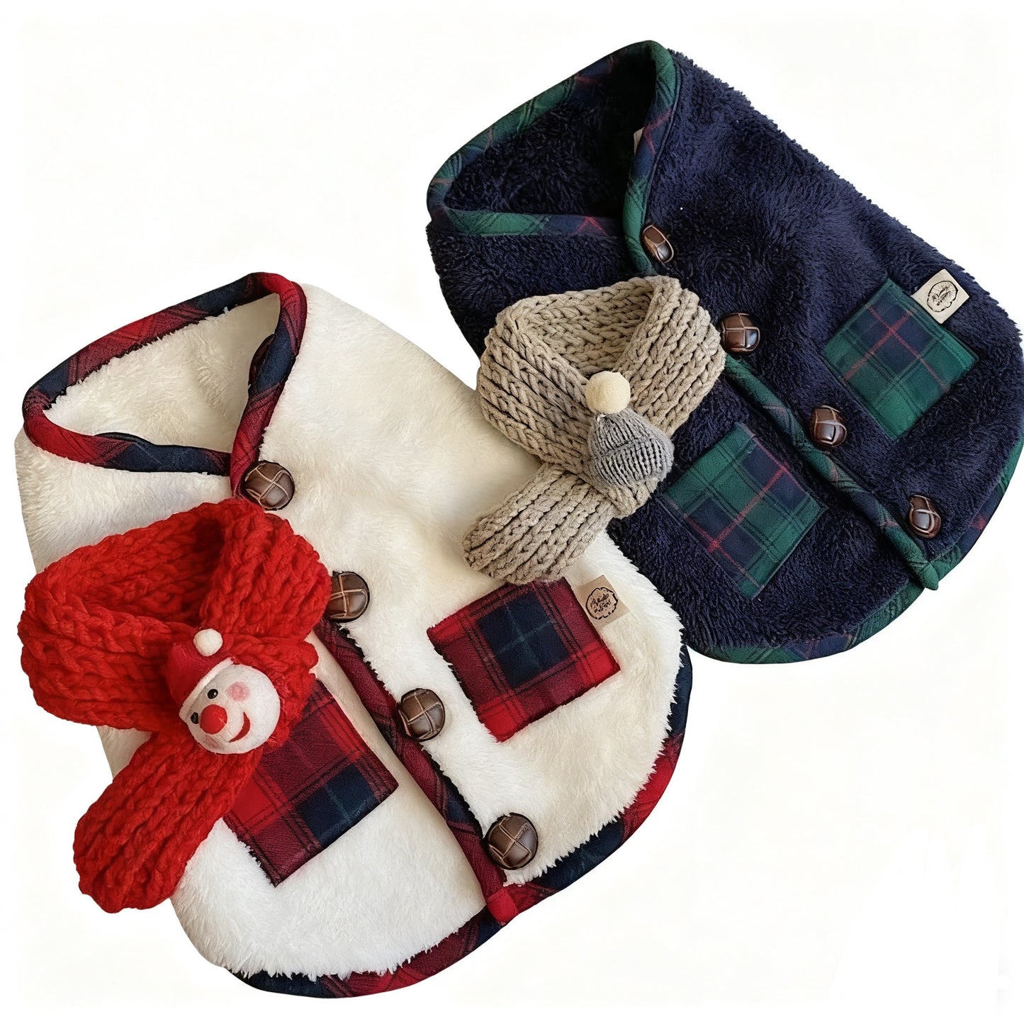Winter Plush Pet Coat with Matching Scarf – Warm Outfit for Dogs & Cats