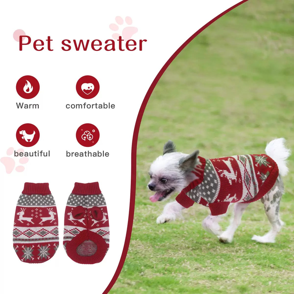 Christmas Dog Sweater – Warm Holiday Knitwear for Small & Medium Dogs