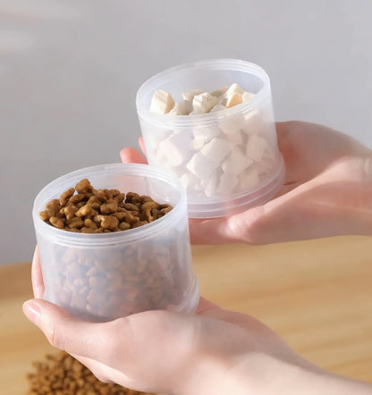 3-Layer Pet Food Container – Portable Travel Box for Dogs & Cats