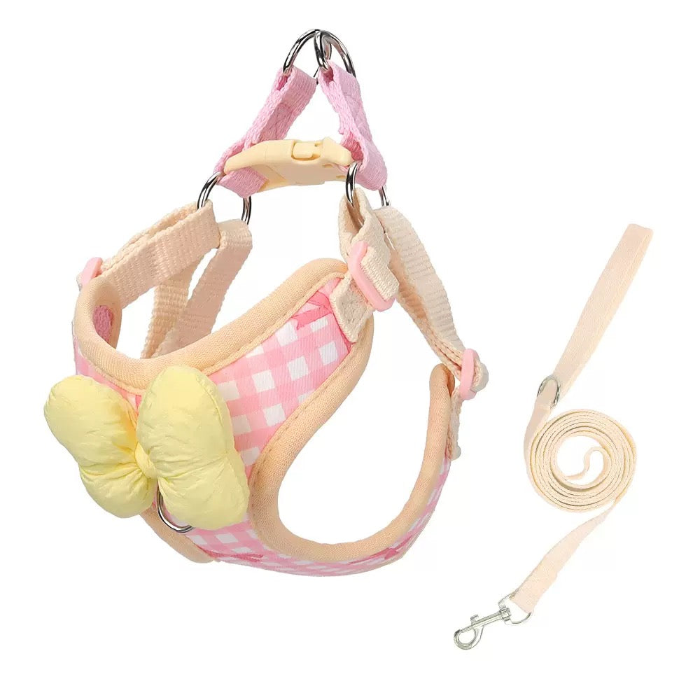 Pet Harness & Leash Set with Bow – Cute Adjustable Walking Set for Dogs & Cats