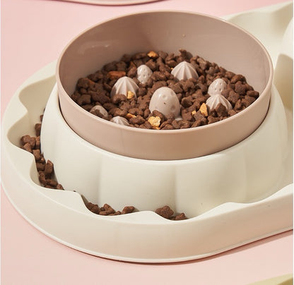 Double Stainless Steel Pet Bowls – Non-Slip Slow Feeder Set for Dogs & Cats