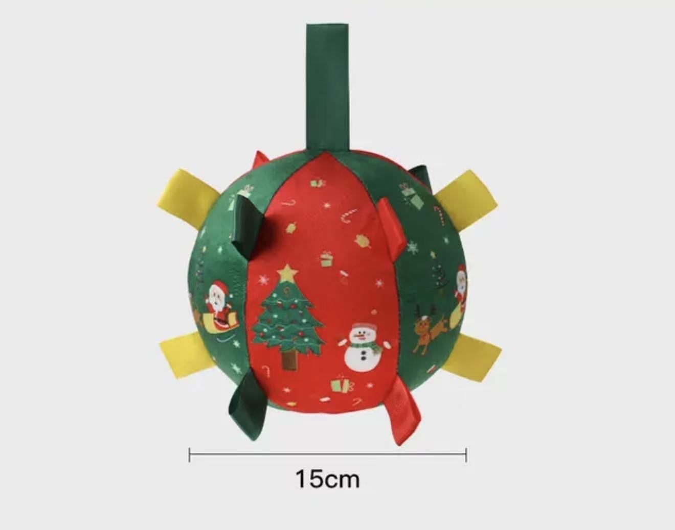 Christmas Plush Pet Toy Ball with Bell – Chew & Play for Dogs & Cats