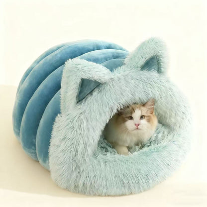 Fluffy Cat Ear Pet Bed – Warm, Lightweight & Non-Slip Cozy Nest for Dogs & Cats