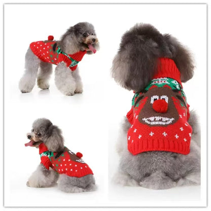 Christmas-Themed Pet Sweater – Cozy Holiday Outfit for Dogs & Cats